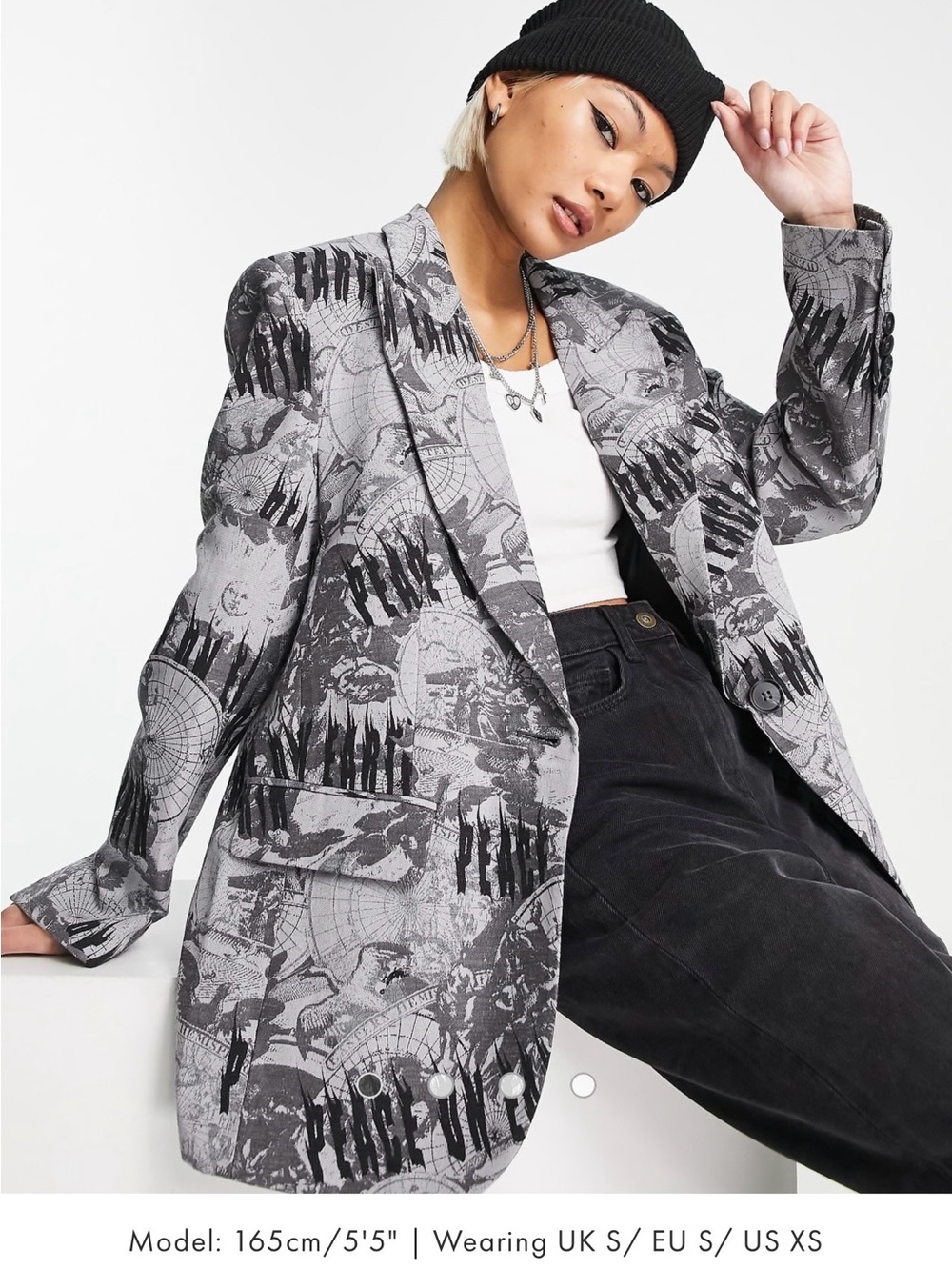 Urban Revivo Blazer in Grey Print